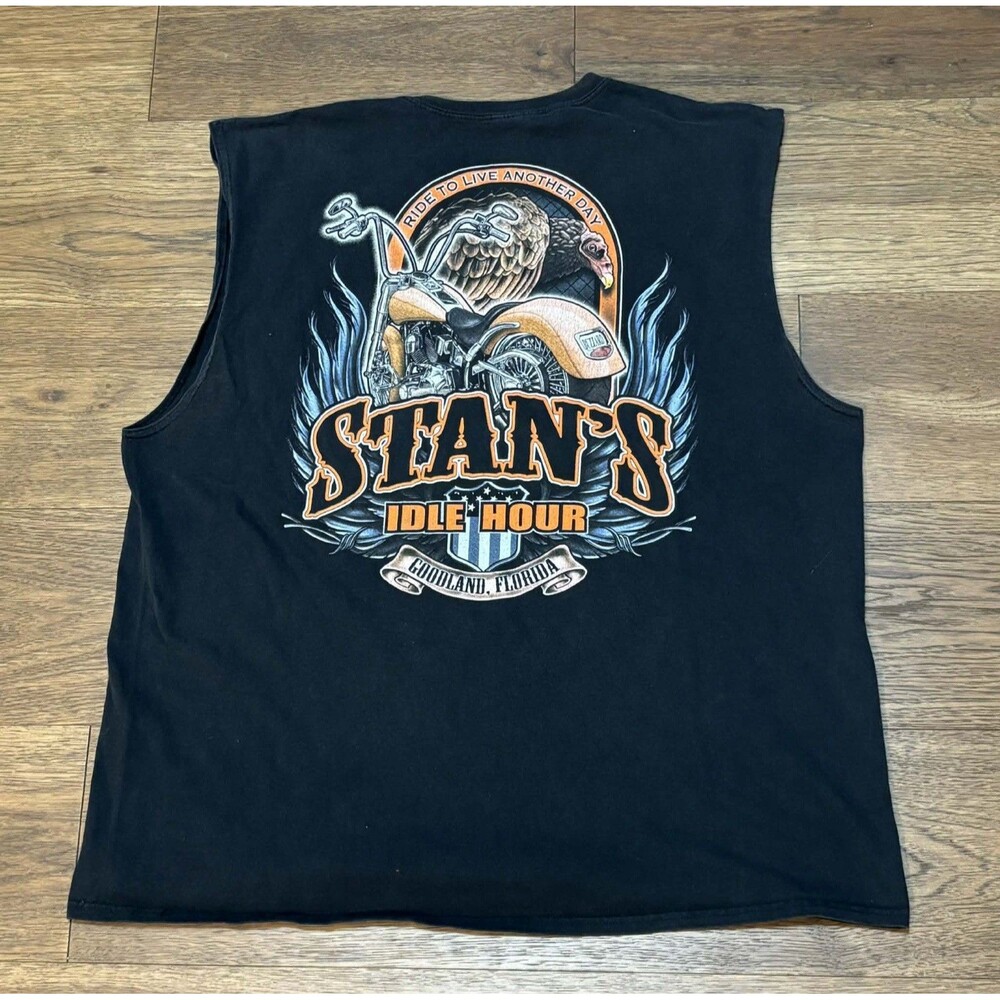 Stan’s Idle Hour Florida Black Biker Tank Top Shirt Vulture Motorcycle Size 2XL